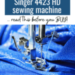 Buying a heavy duty sewing machine? Read this Singer 4423 review before you buy! Is this the right sewing machine for you? Singer sewing machine 4423, heavy duty singer sewing machine, review singer 4423 #AD #Sewing #SewingMachine