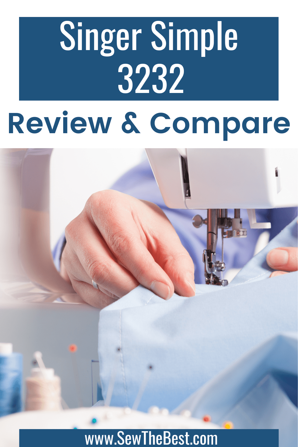 Singer Simple 3232 Review & Compare. Picture of person sewing on sewing machine follows.