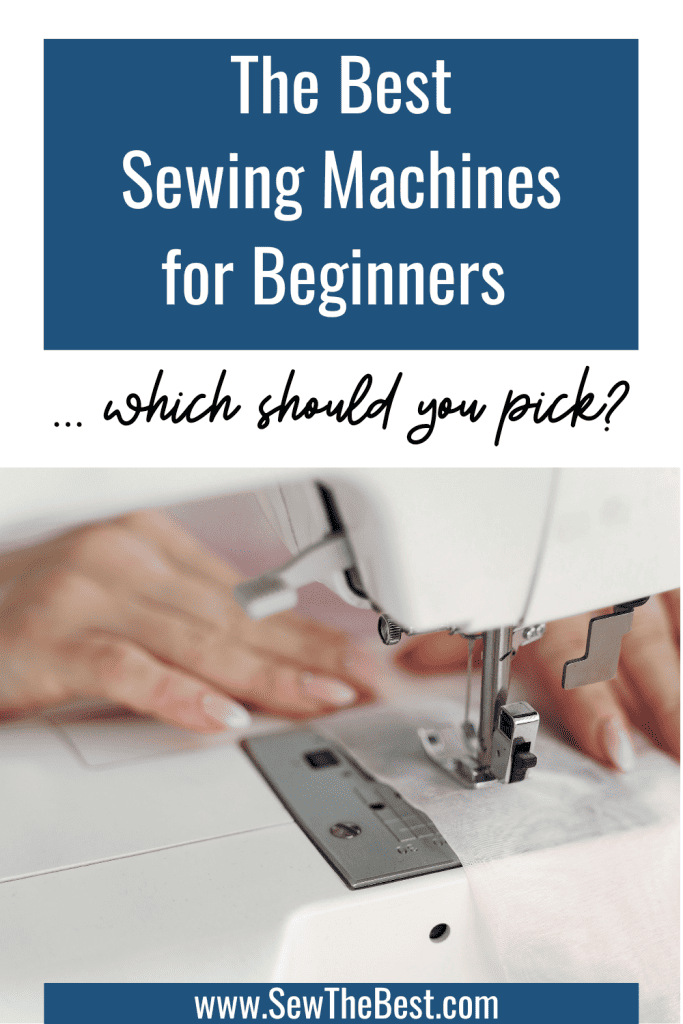 The Best Sewing Machines for Beginners ... which should you pick? Picture of a woman sewing at a sewing machine follows.